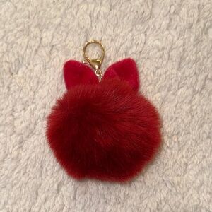 NWOT UO Red Fluffy Bunny Pom Pom Keychain Bag Charm